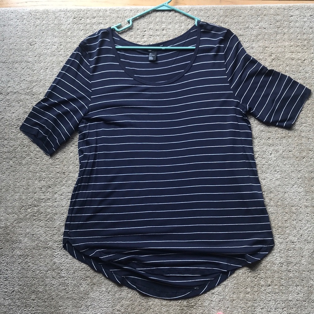H&M Navy & White Striped Shirt